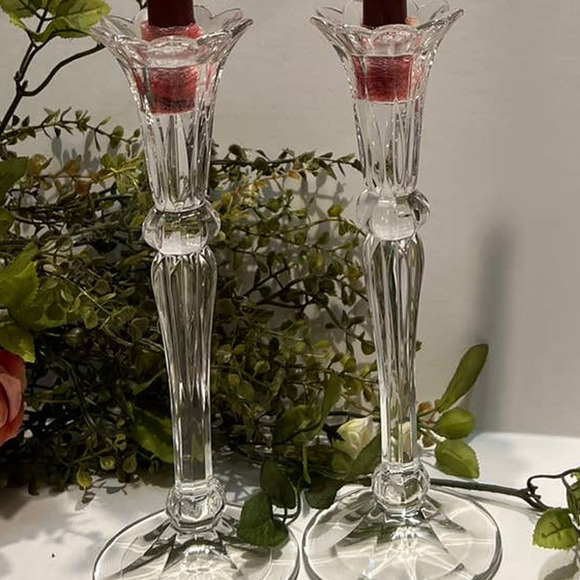 Macryl Pair Crystal Candle Sticks Holders 24% Lead Chrystal made in Poland - Picture 3 of 3